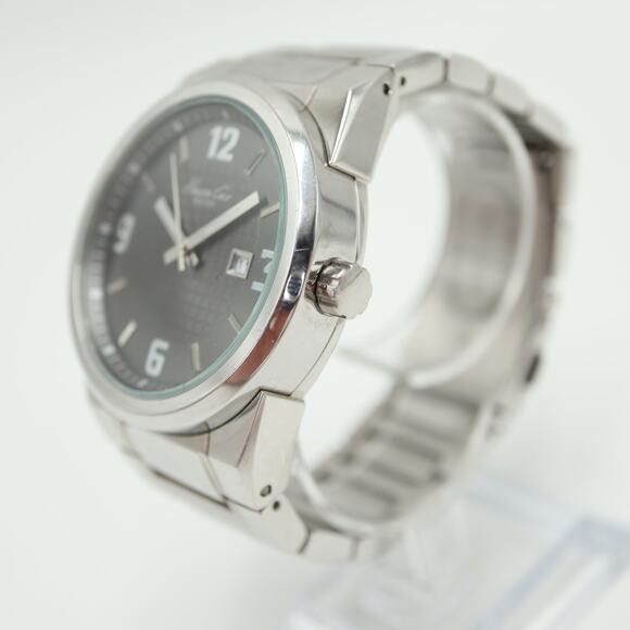 Kenneth Cole NY Mens Watch 43mm Gray Date Dial Stainless Steel w New Battery main image 7